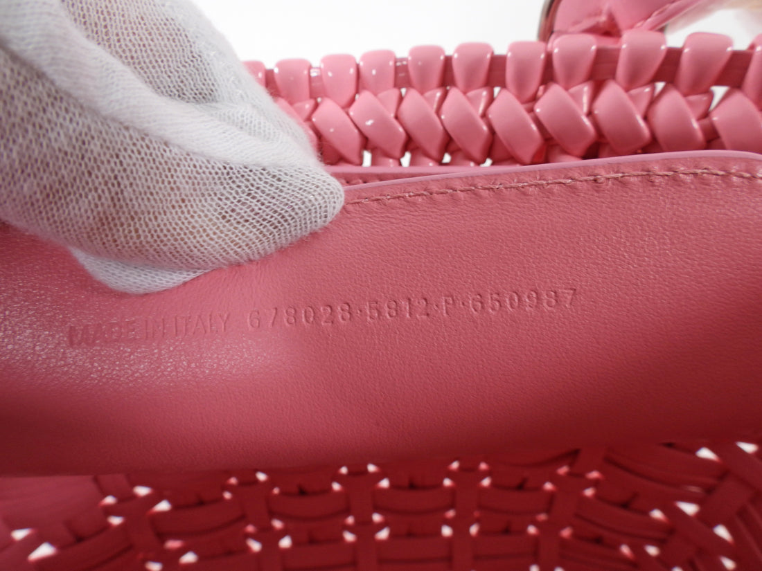 Balenciaga Pink Woven Bistro XXS Basket Crossbody Bag