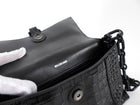 Balenciaga Black Croc Emboss Downtown Small Chain Hourglass Shoulder Bag