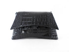 Balenciaga Black Croc Emboss Downtown Small Chain Hourglass Shoulder Bag