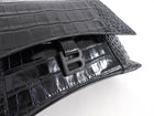 Balenciaga Black Croc Emboss Downtown Small Chain Hourglass Shoulder Bag