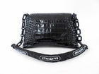 Balenciaga Black Croc Emboss Downtown Small Chain Hourglass Shoulder Bag