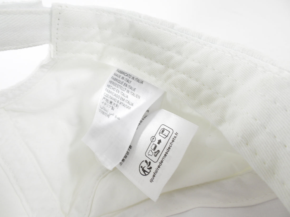 Balenciaga White Distress Notch Nut Baseball Cap Hat