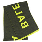 Balenciaga Black and Lime Green Logo Wool Shawl Scarf