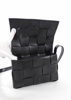 Bottega Veneta Black Woven Leather Medium Cassette Bag