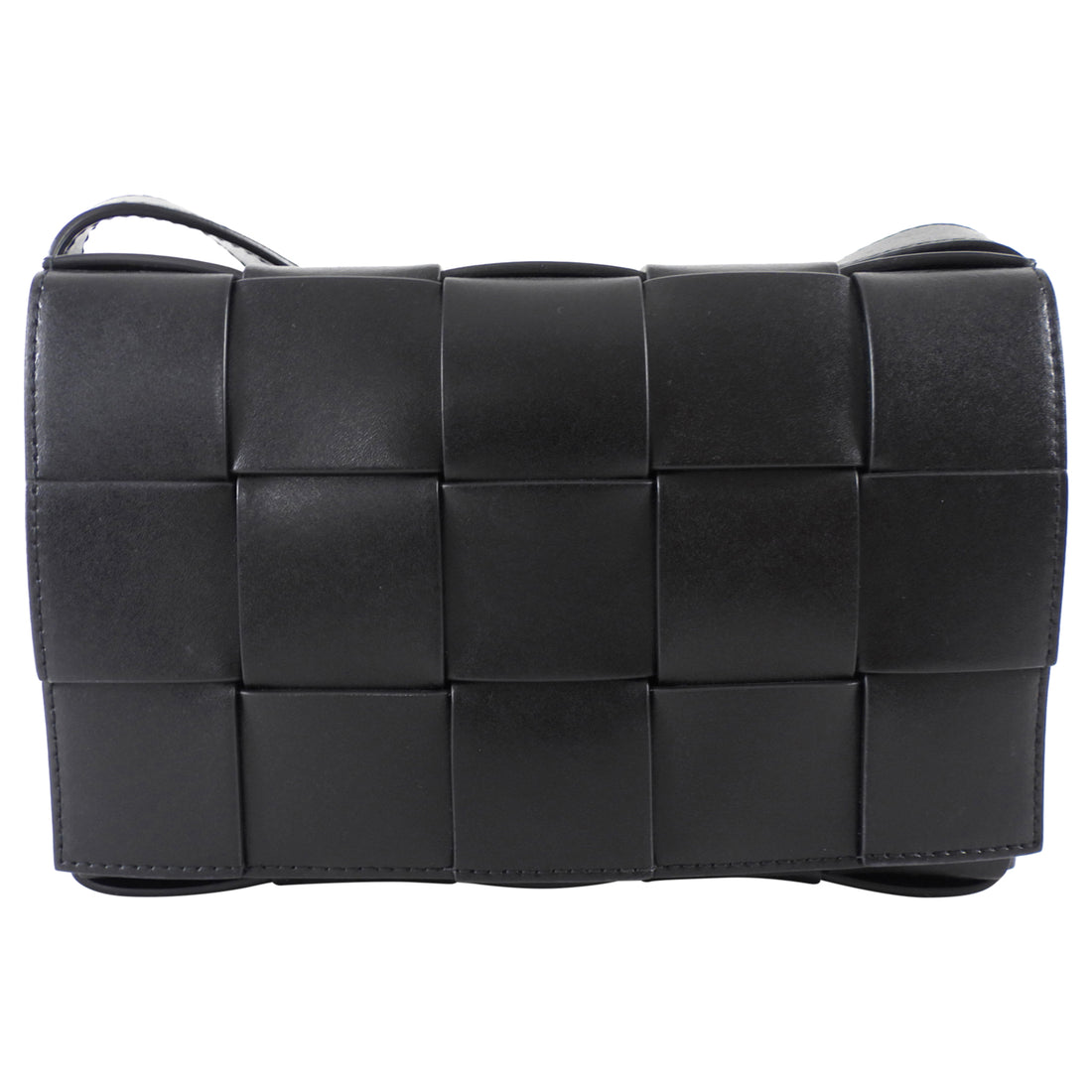 Bottega Veneta Black Woven Leather Medium Cassette Bag