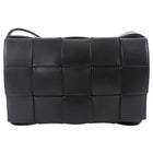 Bottega Veneta Black Woven Leather Medium Cassette Bag