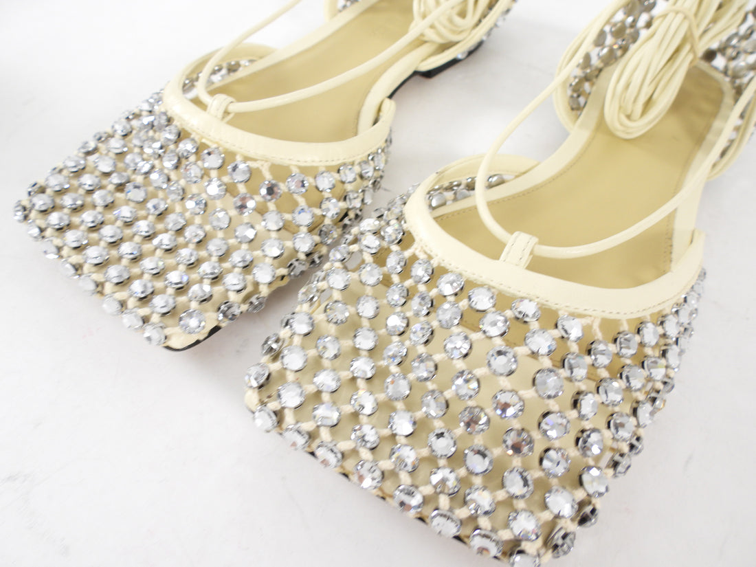 Bottega Veneta Ivory Crystal Embellished Ballet Flats - 37