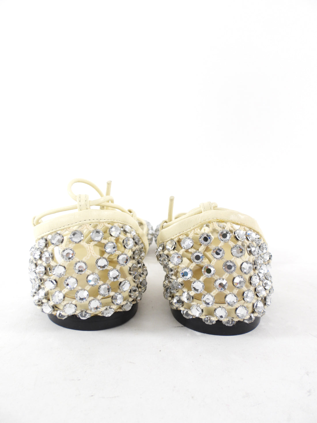 Bottega Veneta Ivory Crystal Embellished Ballet Flats - 37