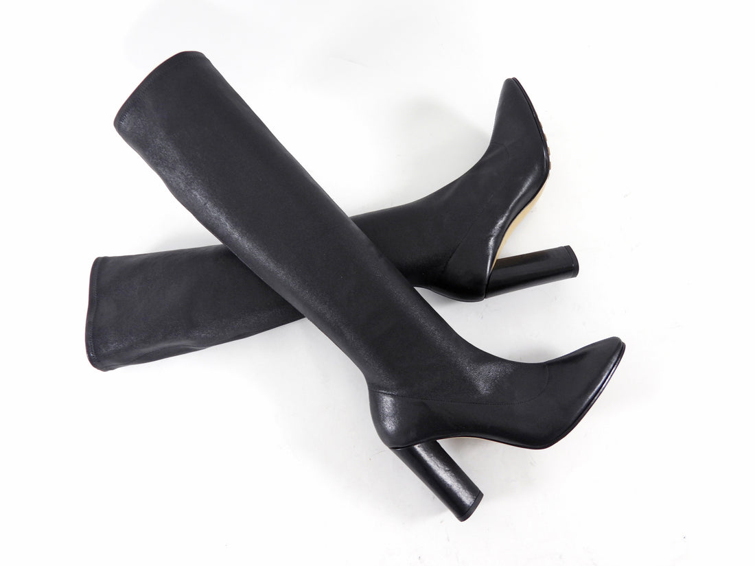 Bottega Veneta Black Nappa Stretch Leather Tall Boots - 38