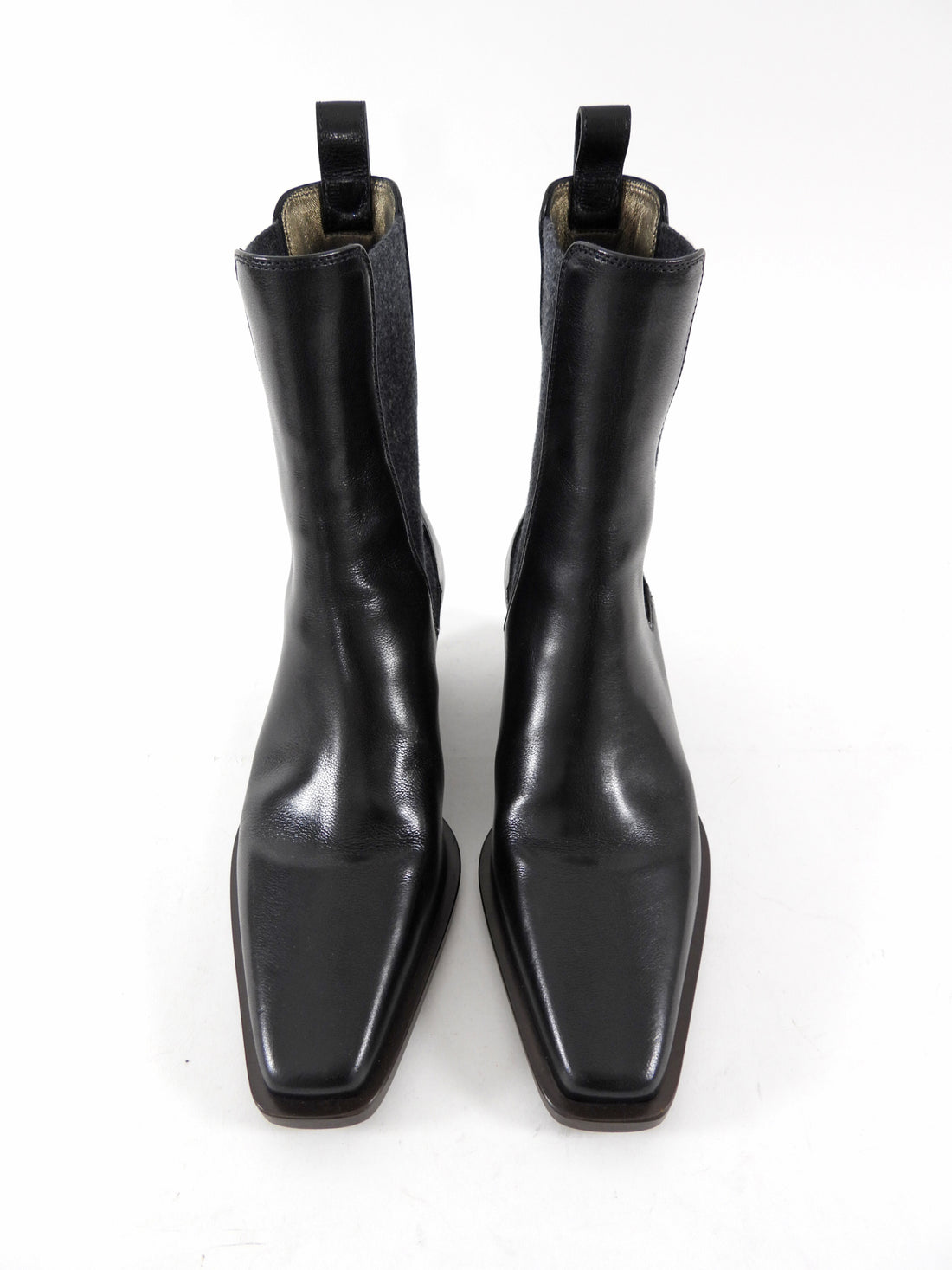 Brunello Cucinelli Black Leather Chelsea Boots with Monili Heel - 36.5 / USA 7