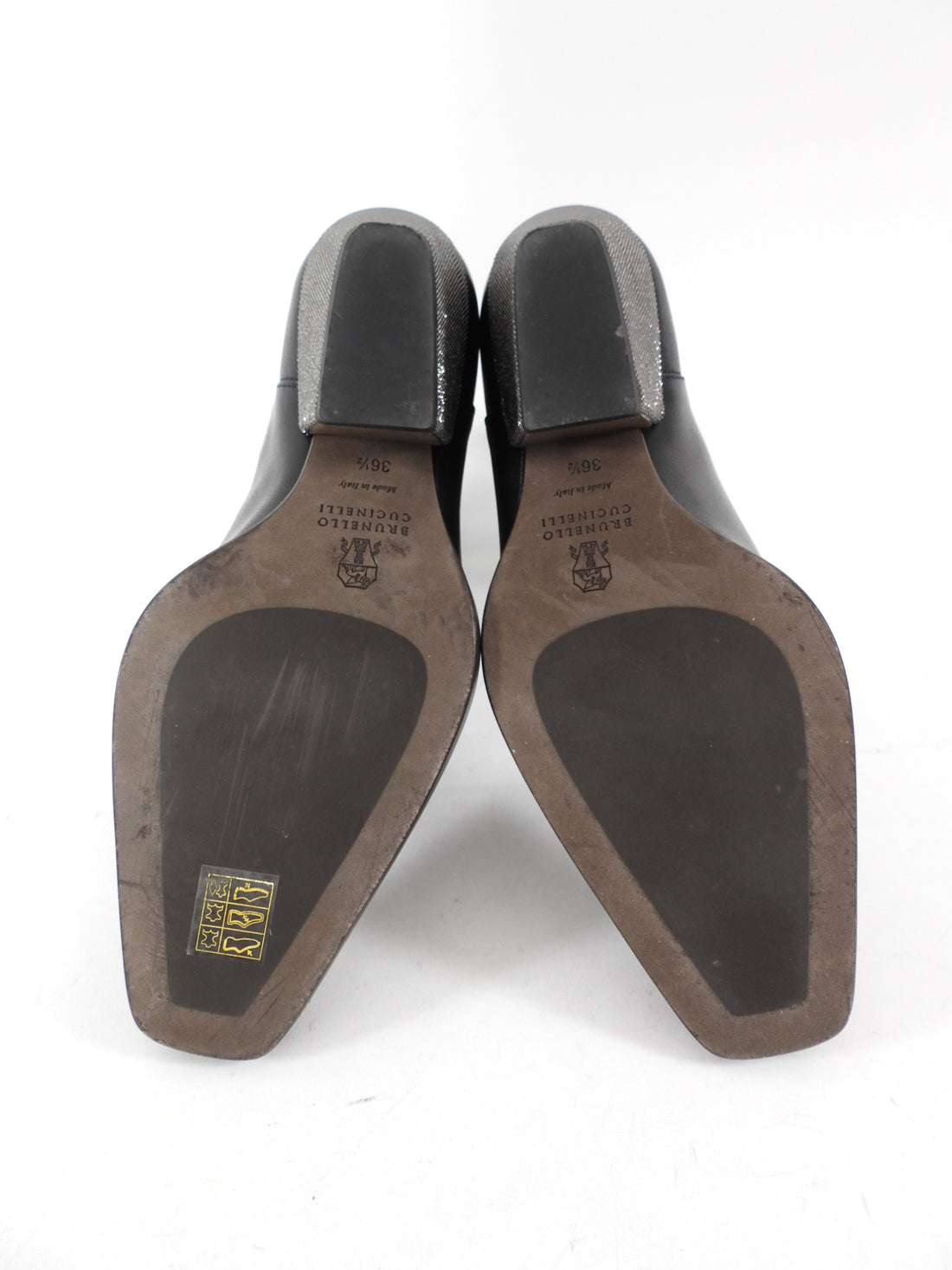 Brunello Cucinelli Black Leather Chelsea Boots with Monili Heel - 36.5 / USA 7