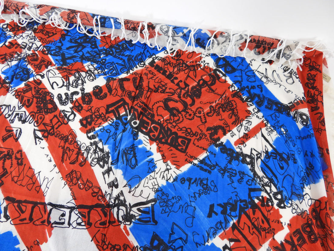 Burberry Large Graffiti Shawl / Pareo - Red White Blue