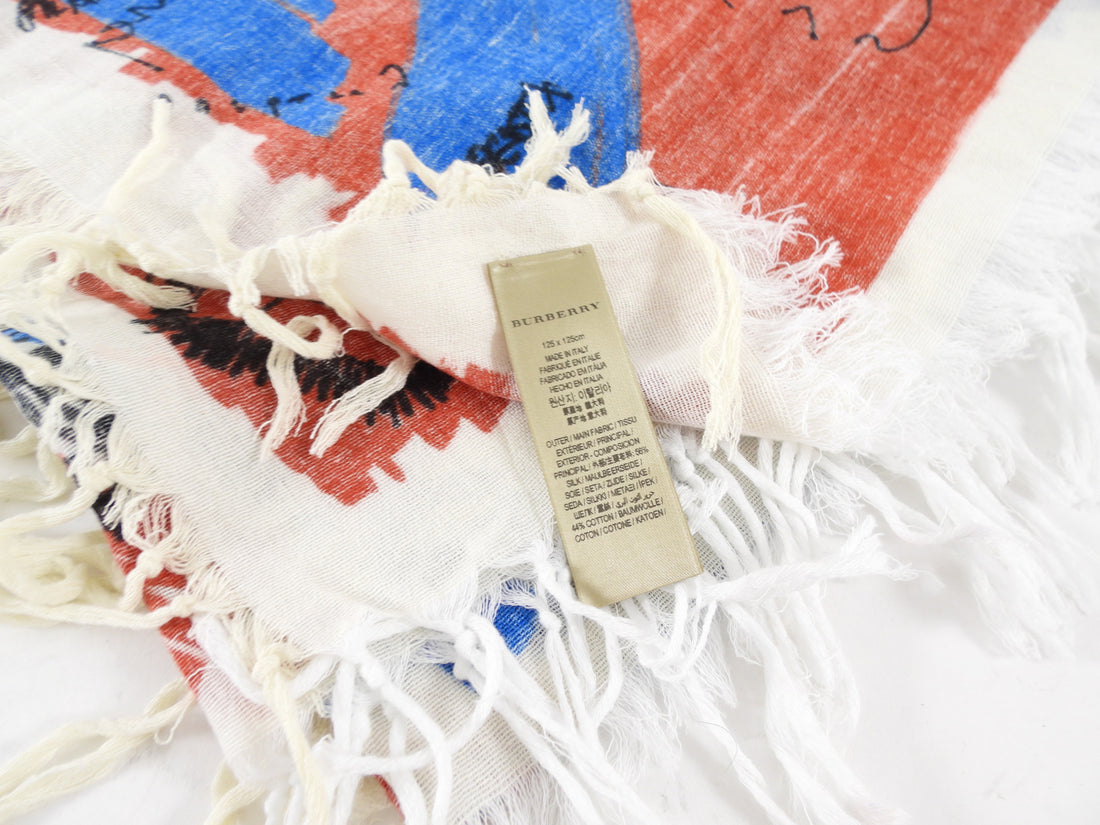 Burberry Large Graffiti Shawl / Pareo - Red White Blue