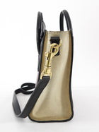 Celine Tricolour Burgundy Black Taupe Leather Nano Luggage Tote Bag