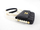 Chanel Black About Pearls Mini Card Holder on Strap