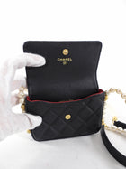 Chanel Black About Pearls Mini Card Holder on Strap