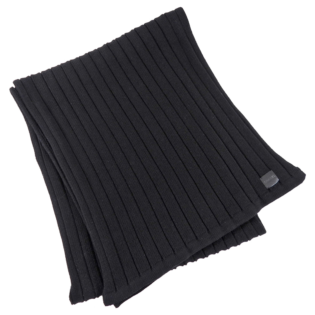 Chanel Sport Black Cotton Rib Knit Large Muffler Scarf