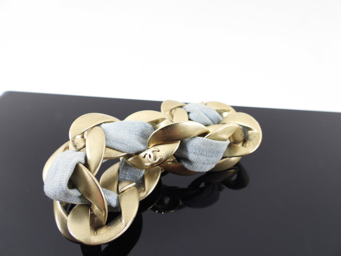 Chanel 09C Blue and Gold Chain Bracelet