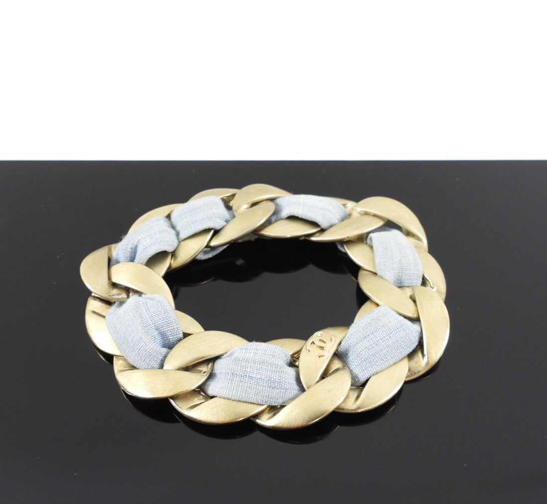 Chanel 09C Blue and Gold Chain Bracelet