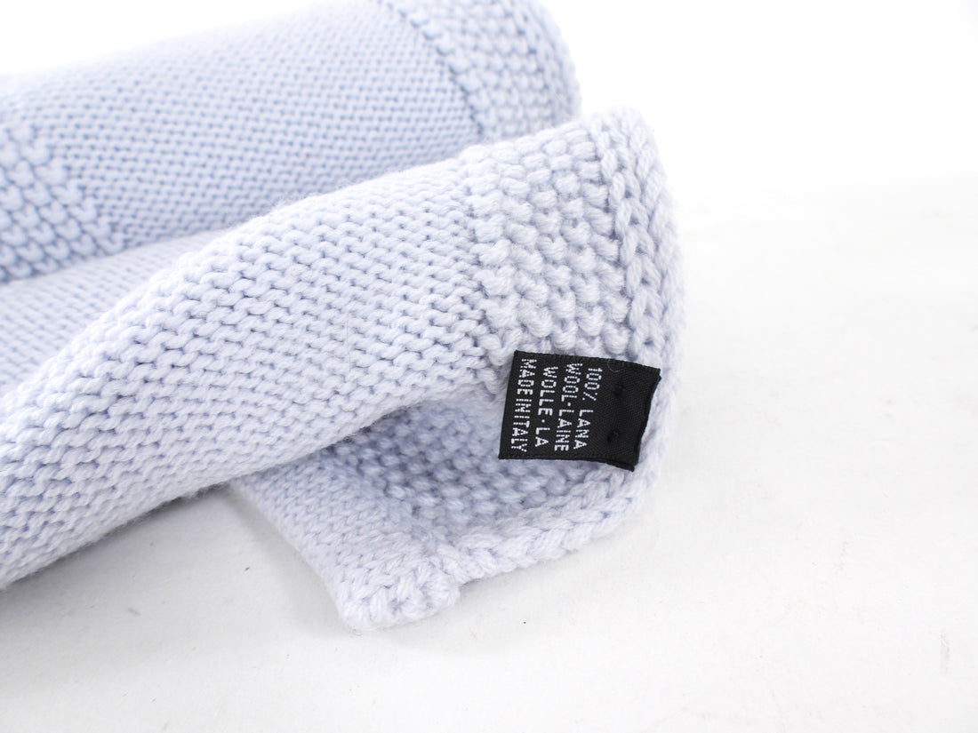 Chanel Light Blue Wool CC Large Muffler Scarf