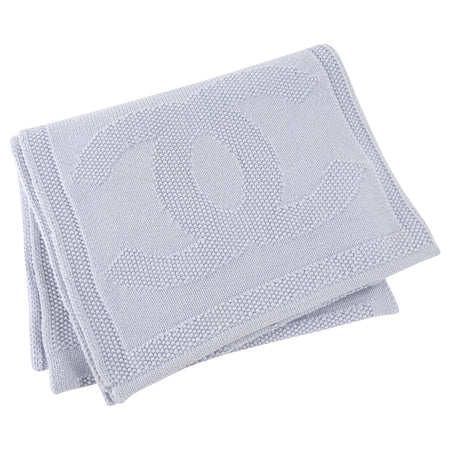 Chanel Light Blue Wool CC Large Muffler Scarf