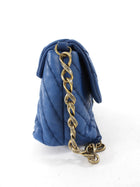 Chanel Blue Quilted Leather Chevron Flap Chain Bag