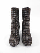 Chanel Brown Tweed Block-Heel Boots - 38.5