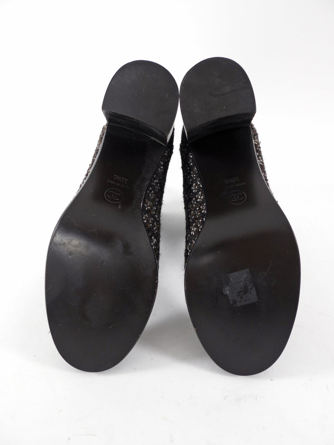 Chanel Brown Tweed Block-Heel Boots - 38.5