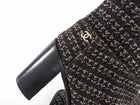 Chanel Brown Tweed Block-Heel Boots - 38.5