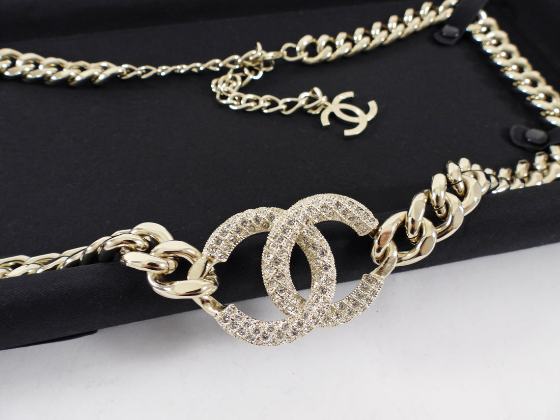 Chanel 20A Light Goldtone CC Strass Chain Belt