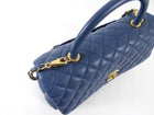 Chanel Large Blue Caviar Leather Coco Top Handle Bag GHW
