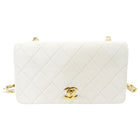 Chanel Vintage 1989 Mini White Lambskin Quilted Full Flap Bag