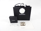 Chanel 22A Large Black and White Leather Woven Goldtone CC Brooch