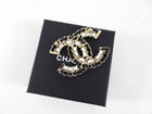 Chanel 22A Large Black and White Leather Woven Goldtone CC Brooch
