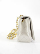 Chanel Vintage 1989 Mini White Lambskin Quilted Full Flap Bag