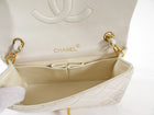 Chanel Vintage 1989 Mini White Lambskin Quilted Full Flap Bag