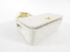 Chanel Vintage 1989 Mini White Lambskin Quilted Full Flap Bag