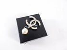 Chanel 00V Silvertone CC Faux Pearl Drop Brooch
