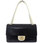 Chanel Vintage Black and Ivory Two Tone Perforated Leather Flap Bag
