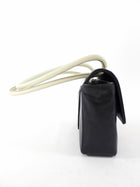 Chanel Vintage Black and Ivory Two Tone Perforated Leather Flap Bag