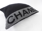 Chanel Charcoal Grey and Black Spellout Logo CC Pillow and Throw Blanket Set