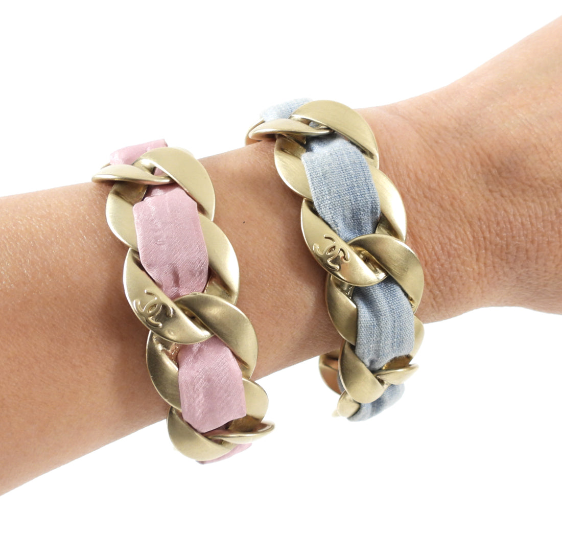 Chanel 09C Blue and Gold Chain Bracelet