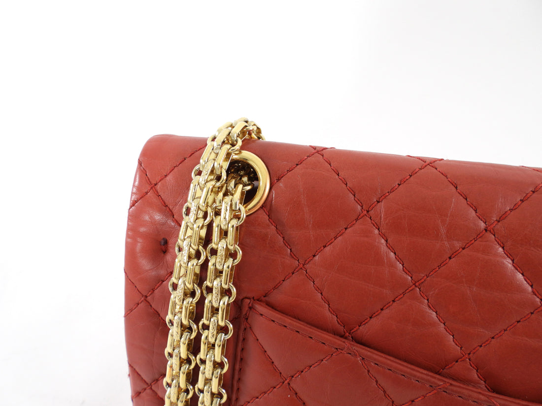 Chanel Red Aged Leather Reissue 2.55 Double Flap Bag GHW