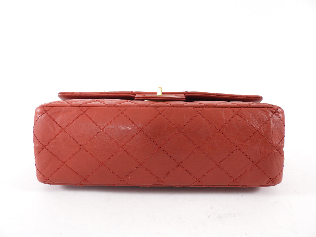 Chanel Red Aged Leather Reissue 2.55 Double Flap Bag GHW
