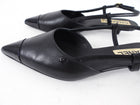 Chanel 22K Black Leather Cap Toe Slingback Kitten Heels - 36.5C