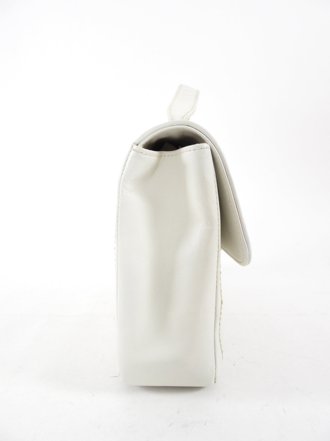 Chanel Vintage 2004 White Wild Stitch Top Handle Flap Bag