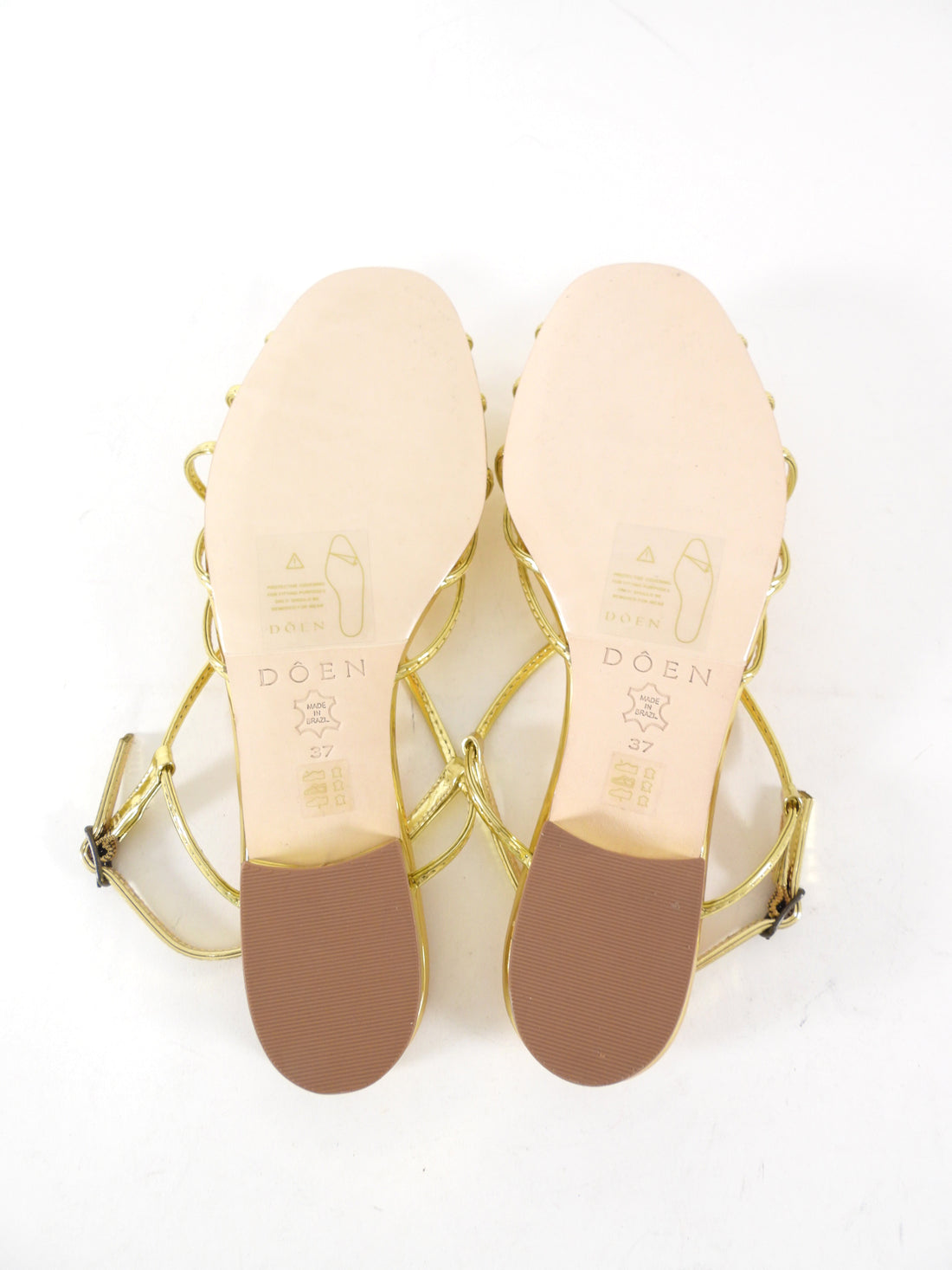 Doen Gold Metallic Corsican Knot Sandals - 37