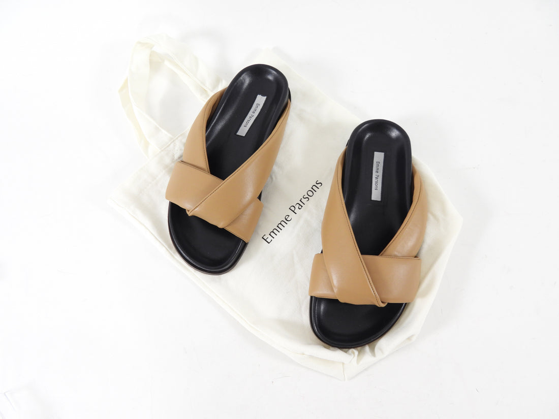 Emme Parsons Tan Brown Folded Slides - 37
