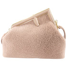 Fendi First Medium Light Beige Shearling Teddy Frame Bag