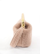Fendi First Medium Light Beige Shearling Teddy Frame Bag